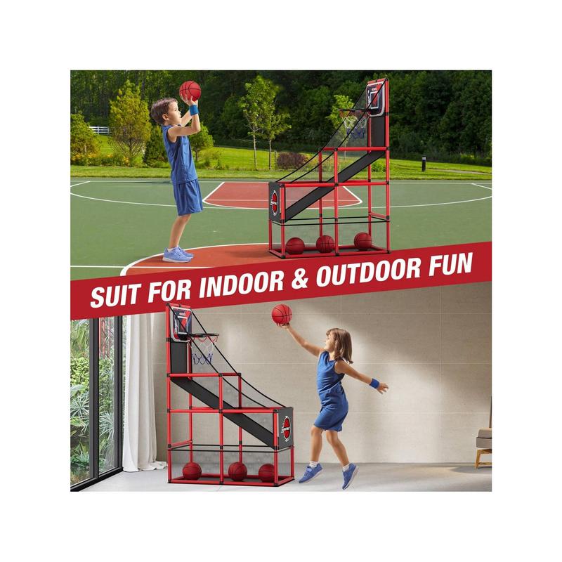 Basketball Arcade Game Indoor Outdoor, Kids Basketball Hoop With 4 Balls & Pump, Single Shot Basketball Game At Home, Carnival Games Sport Toys Gifts For Boys Girls Teens Ages 3-12 Years Old