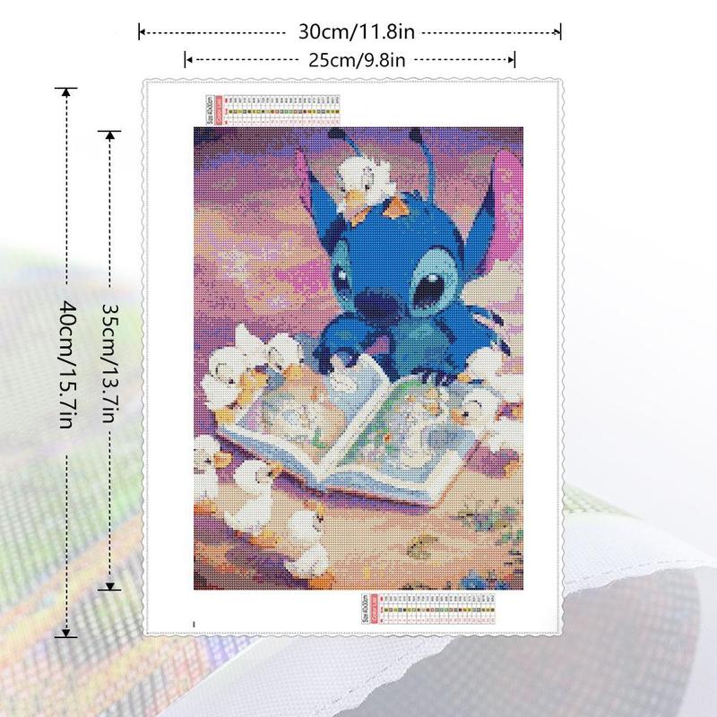 Disney Stitch & Duck Pattern DIY Diamond Arts Colorful Painting Kit without Frame, 5D Diamond Decor Painting by Numbers Kit, DIY Wall Art Decor