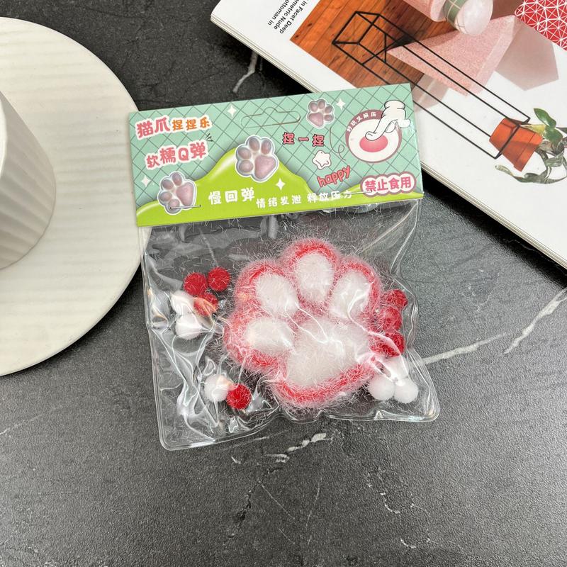 Cartoon Kawaii Plush Cat Paw PU Slow Rebound Toy Creative Fidgeting Pinching Fingertip Toy Kids Stress Relief Toy Cute Girl Gift