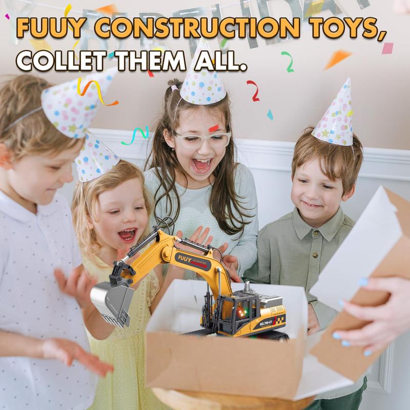 RC Construction Excavator Toy for Kids - 2.4GHz Remote Control, 680° Rotation, Realistic Lights & Sounds, Rechargeable Battery, Multi-Function Operation, Perfect for Indoor & Outdoor Play,Ideal Gift for Boys and Girls Ages 3+