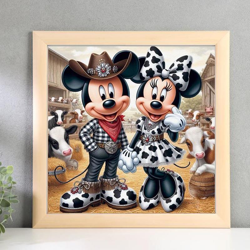 Disney Minnie Mickey Mouse 5D Diamond Arts Colorful Painting Kit without Frame, 1 Set Cute DIY Diamond Decorative Colorful Painting for Beginner