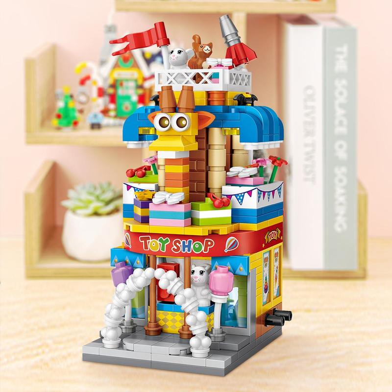 Toy Store Building Block Model, 415pcs set City Street View House Model Building Blocks Toy, Creative Desktop Decoration