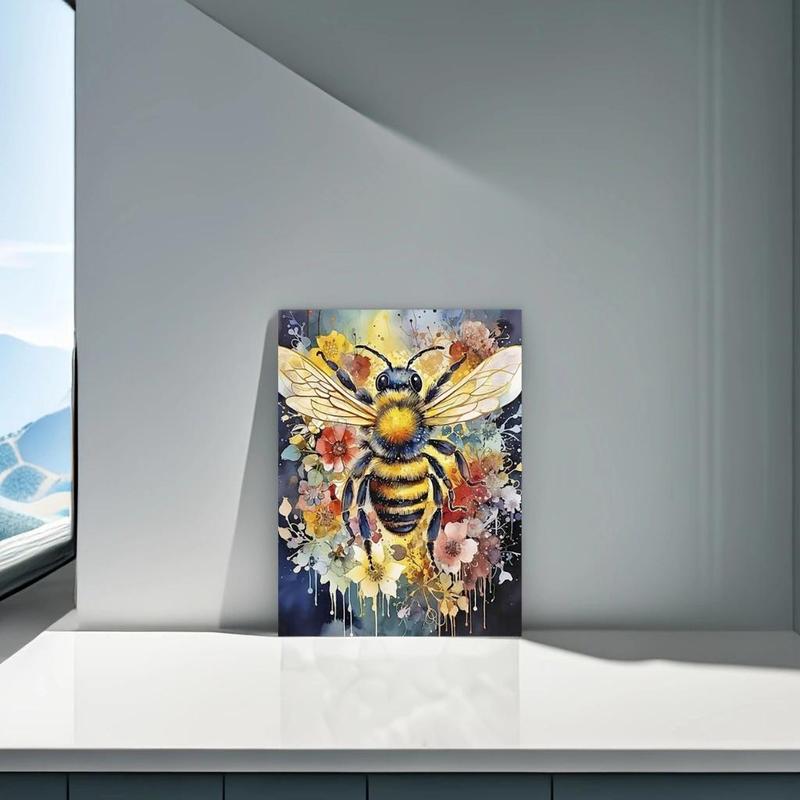 Bee & Flower DIY Diamond Arts Colorful Painting Kit without Frame, DIY Decorative Art Picture for Beginner, Wall Art Decor for Home Office