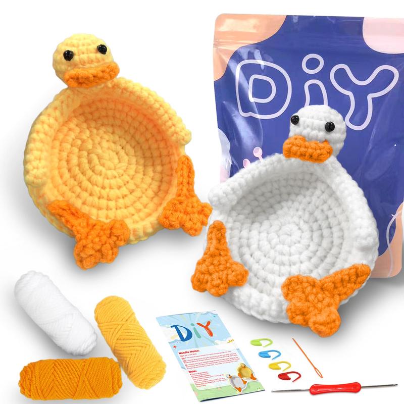 Duck Design Coasters Crochet Kit, 2 Counts set Animals Crochet Starter Kit with Step-by-step Video Tutorials, DIY Knitting Craft Supplies for Gift