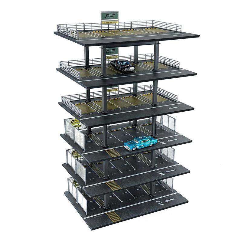 Hot Diecast Wheels Display Case - 1 64 Scale Die-cast Model Car Organizer, Hot Diecast Wheels Parking Garage Dioramas with 15 Parking Spaces