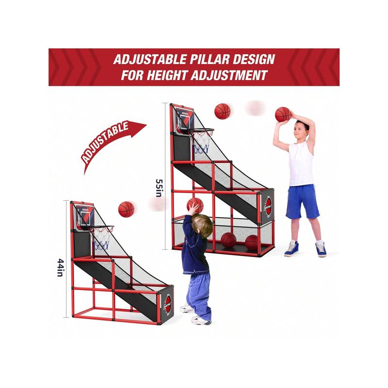 Basketball Arcade Game Indoor Outdoor, Kids Basketball Hoop With 4 Balls & Pump, Single Shot Basketball Game At Home, Carnival Games Sport Toys Gifts For Boys Girls Teens Ages 3-12 Years Old