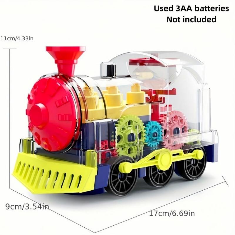 Electric Train Toy, Random Color Electric Train Toy with Music & Lighting, Automatic Turning Train Toy, Birthday Gift, Gear Parts Color Random, Christmas Stocking Filler