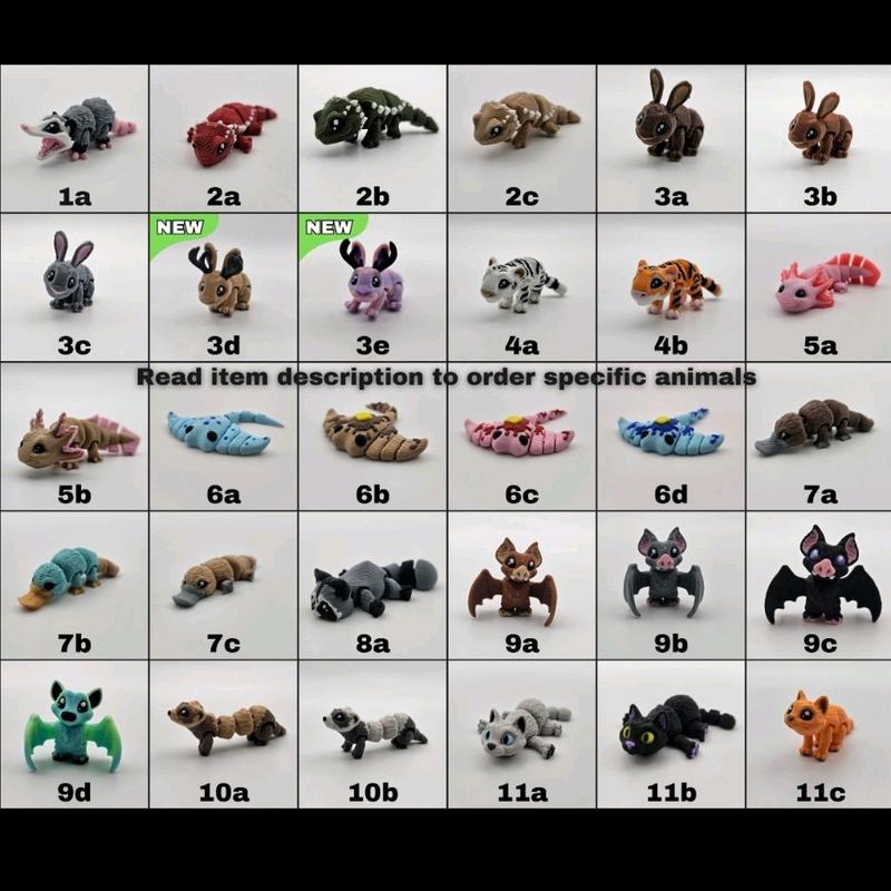 Detailed Pocket Pets - MatMireMakes & Cinderwing3D | Realistic 3D Printed Articulating Mini Fidget Animals Great Gift and Desk Figure