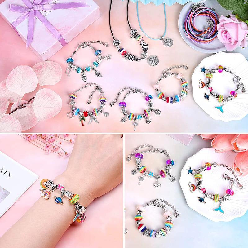 97pcs DIY Jewelry Making Kit, Unicorn & Mermaid Design Charm Beaded Bracelet Necklaces Making Kit, DIY Jewelry Making Supplies For Girls