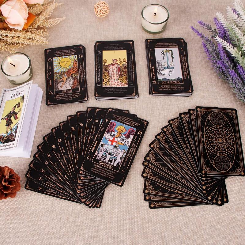 Tarot Cards for Beginners, Classic Tarot Cards with Meanings on Them, Durable Tarot Cards with Guide Book for Beginners