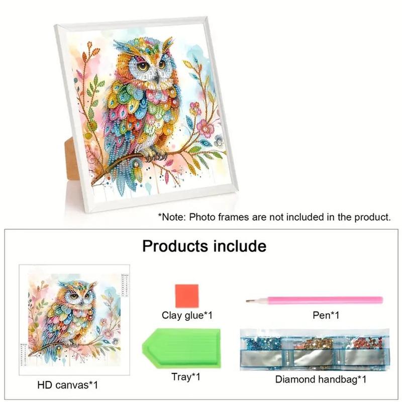 Owl Pattern Diamond Arts Colorful Painting Kit without Frame, 5D Colorful Diamond Arts Crafts, DIY Wall Art Ornaments for Home Living Room