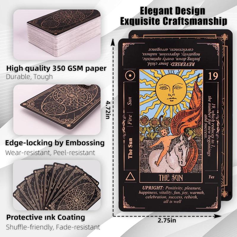 Tarot Cards for Beginners, Classic Tarot Cards with Meanings on Them, Durable Tarot Cards with Guide Book for Beginners