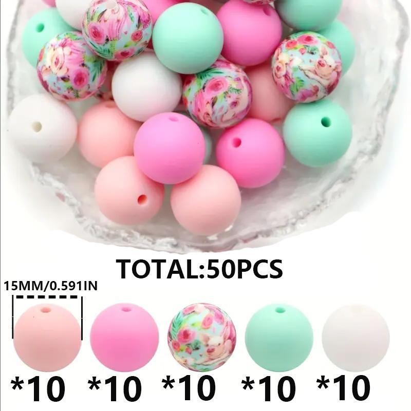 Creative DIY Handmade Colorful Round Beads, 50pcs set DIY Materials For Decoration & Jewelry Making