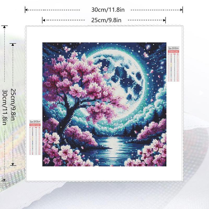 Cherry Blossom Tree Pattern Diamond Arts Colorful Painting Kit, DIY 5D Diamond Arts Crafts without Frame, Wall Art Decoration for Home