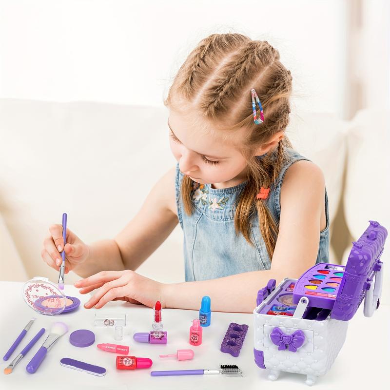 55Pcs Kids Makeup Kit for Girl-Washable Kids Makeup Girl Toys, Real Make Up Set Kids Toys for Little Girls Toddler Princess, Birthday Gifts Toys for  Christmas, Halloween Gift