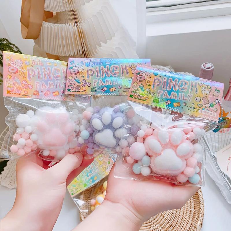 Cartoon Kawaii Plush Cat Paw PU Slow Rebound Toy Creative Fidgeting Pinching Fingertip Toy Kids Stress Relief Toy Cute Girl Gift