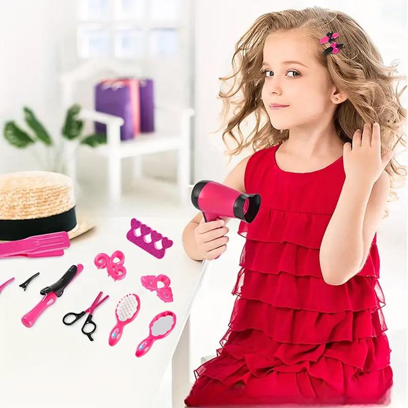 Girl Makeup Kit, Pretend Play Hair Salon Set for Little Girls, Kids Toys Doll Accessories, Kids Hair Salon Playset Toys for 3 4 5 6 7 Year Old Girls Christmas Birthday Gifts Ideas