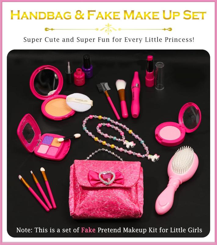 Christmas gift Kids Makeup Kit for Girls Princess Dress Up Shoes, BIBUTY Pretend Play Fake Makeup Set Toy for Girls with Princess Shoes Crowns Handbag for Little Girls, Princess Toy Gift for 3-6 Toddler Little Girls