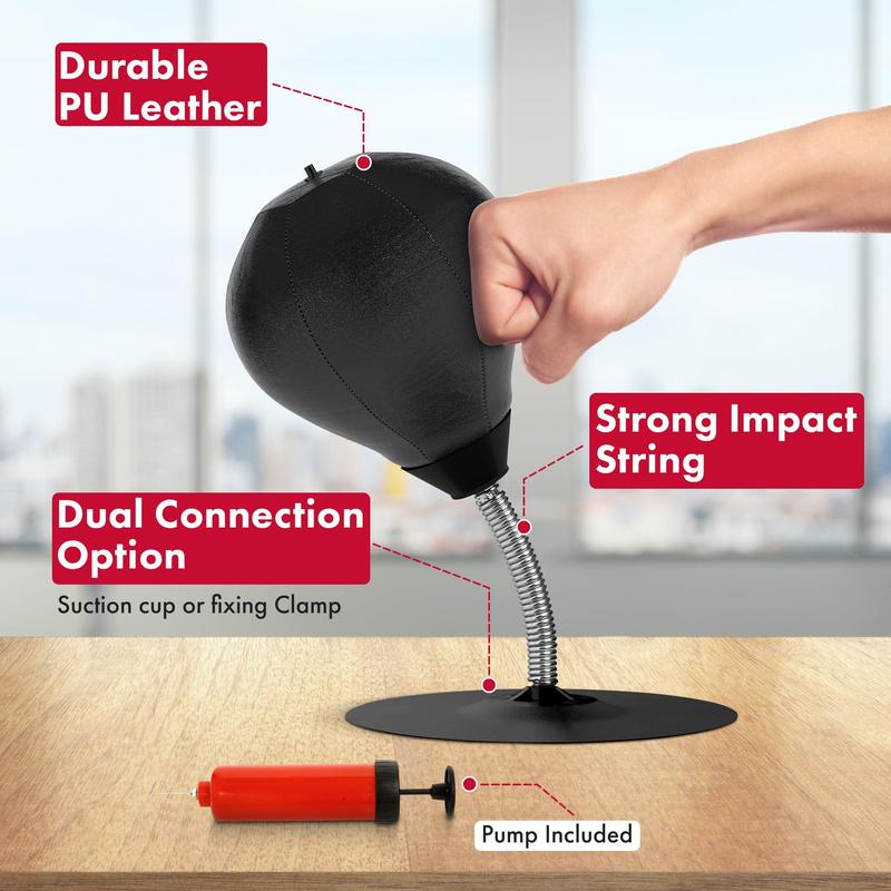 GLACIAL Stress Relief Desktop Punching Bag I Comes with Desk Clamp and Extra Strong Suction Cup