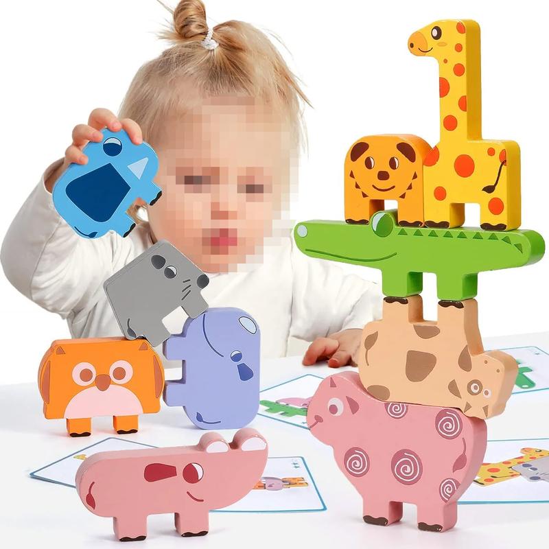 Montessori Toys for Kids, Wooden Stacking Building Blocks Construction Preschool Educational Gifts for Boys Girls