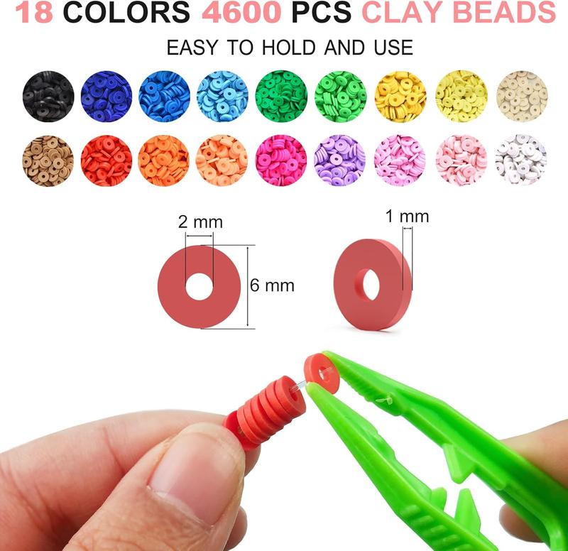 5100 Clay Beads Bracelet Making Kit, Flat Preppy Beads for Friendship Jewelry Making,Polymer Heishi Beads with Charms Gifts for Teen Girls Crafts for...