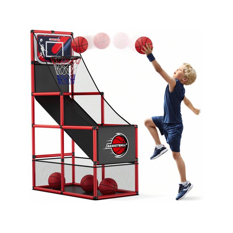 Basketball Arcade Game Indoor Outdoor, Kids Basketball Hoop With 4 Balls & Pump, Single Shot Basketball Game At Home, Carnival Games Sport Toys Gifts For Boys Girls Teens Ages 3-12 Years Old