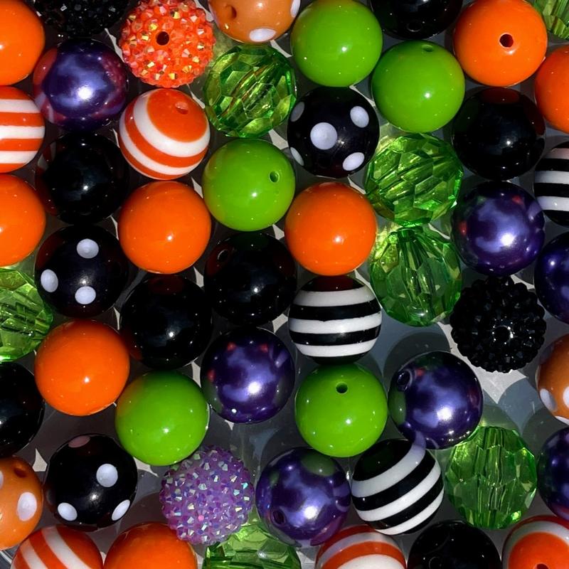 Hocus Pocus Mix - 20mm Bubble Gum Bead Mixes, Orange, Black and Green Chunky Bead Mixes bubblegum beads halloween