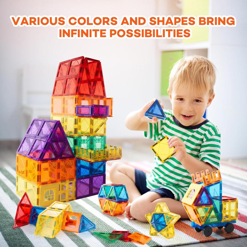 Christmas gift 46pcs Magnetic Tiles Set - Educational 3D Magnet Building Blocks - Building Construction Toys for Kids - Upgraded Version with Strong Magnets - Creativity, Imagination, Inspiration