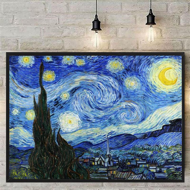 Starry Night Pattern DIY Diamond Arts Colorful Painting Kit without Frame, DIY 5D Diamond Arts Colorful Painting Kit, Wall Art Decor for Home