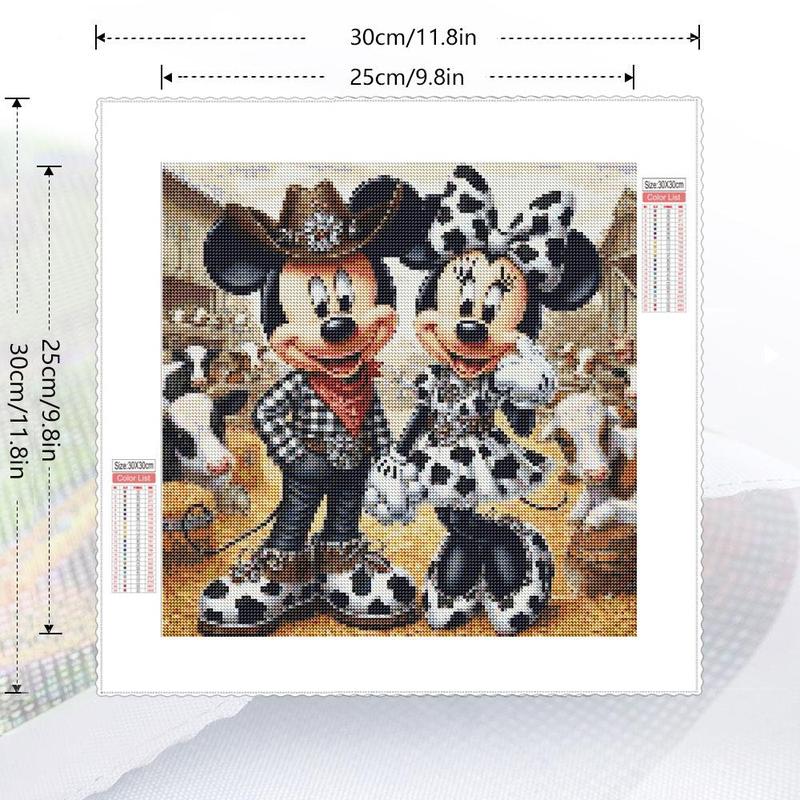 Disney Minnie Mickey Mouse 5D Diamond Arts Colorful Painting Kit without Frame, 1 Set Cute DIY Diamond Decorative Colorful Painting for Beginner