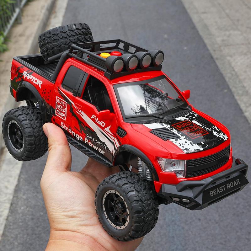 Pickup Toy Trucks for 3+ Year Olds F150 Raptor Truck Toys Plastic Toy Cars for Kids with Light and Sound Friction Powered Big Trucks for Boys Girls Ages 3-8 Birthday (Red)