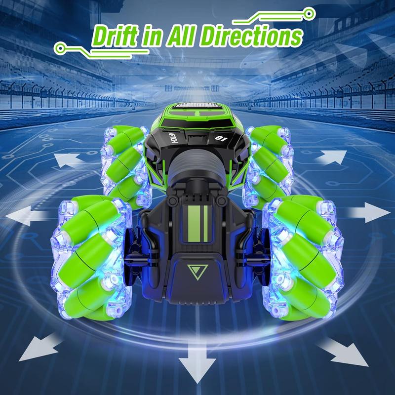 LED Gesture Rc Car, 4WD Transform Remote Control Gesture Sensing Car, Double Sided 360? Rotating Off Road Stunt Car with Lights, Toy Car for 6-12 Year Old Boys & Girls