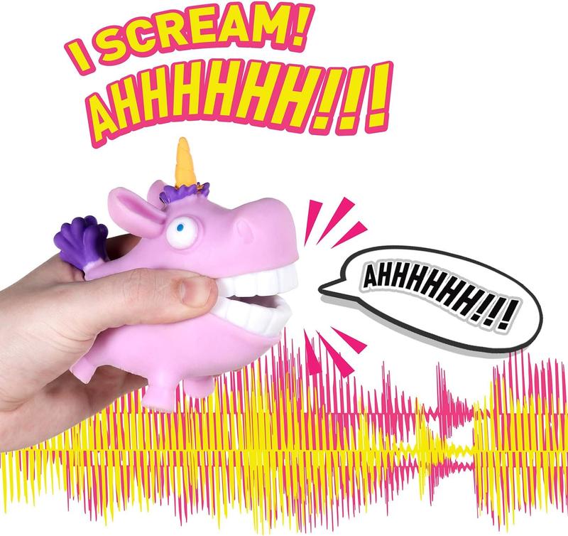 Scream-O Screaming Unicorn Toy - Squeeze The Unicorn's Cheeks and It Makes a Funny, Hilarious Screaming Sound - Series 1 - Age 4+