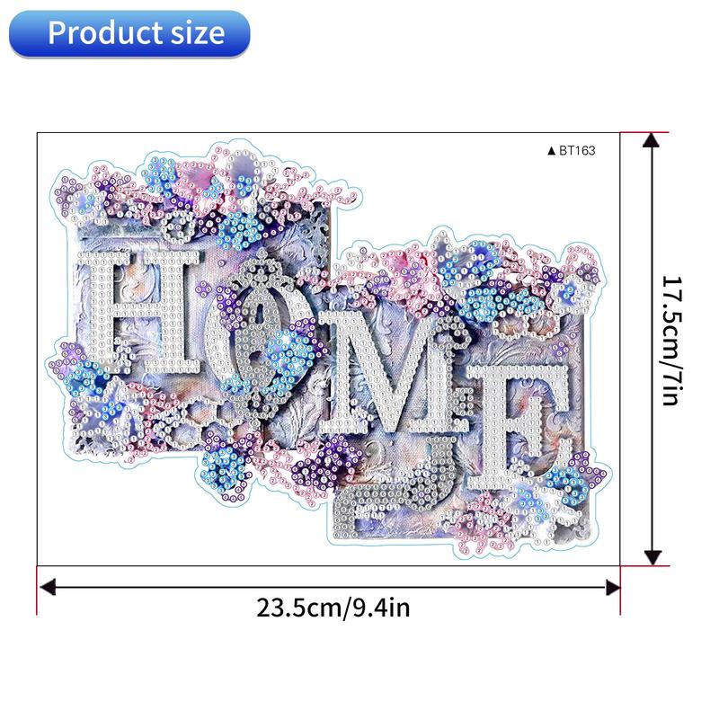 Artificial Diamond Arts Colorful Painting Sticker, Home Letter Pattern DIY Diamond Arts Colorful Painting Kit, DIY Decorative Art Picture for Beginner