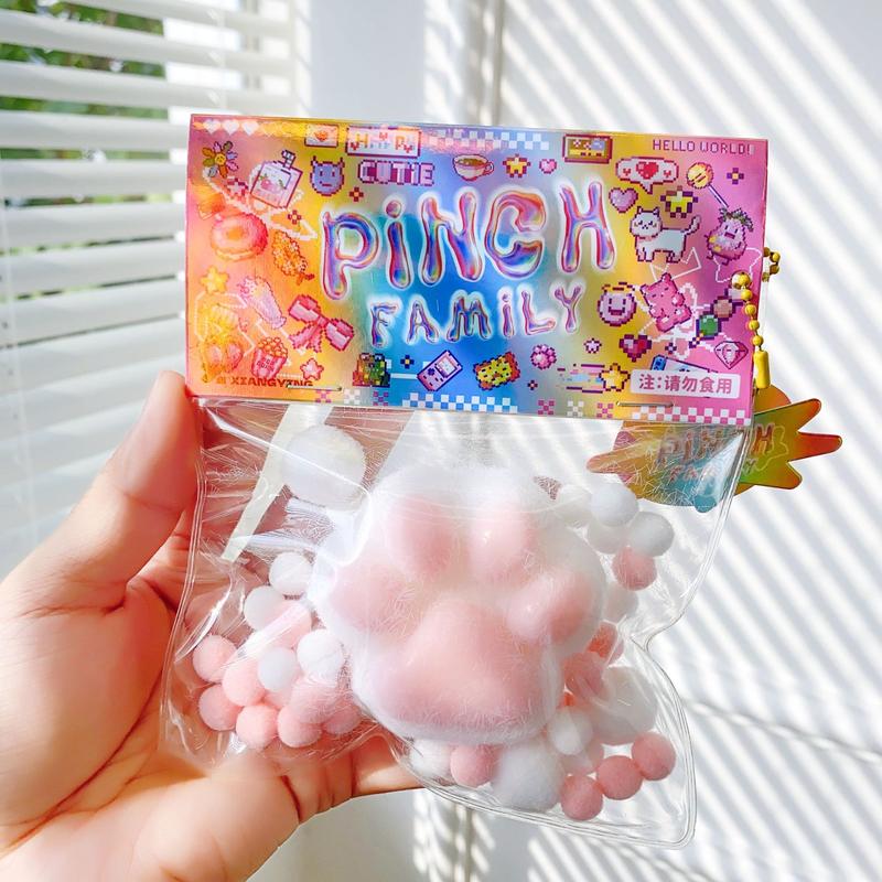 Cartoon Kawaii Plush Cat Paw PU Slow Rebound Toy Creative Fidgeting Pinching Fingertip Toy Kids Stress Relief Toy Cute Girl Gift