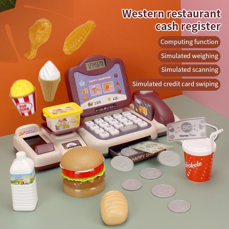 Hamburger Radio Simulation Toy Children's Simulation Supermarket Cash Register Suit Toy Educational Multi-Function Cash Register Play House