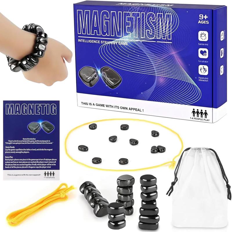 2024 New Fun Magnetic Chess Game with 20 Stones and String - Double-Player Table Top Board Game for Kids and Adults party game