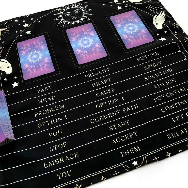 3-Card Spread Tarot Spread Cloth (Black)