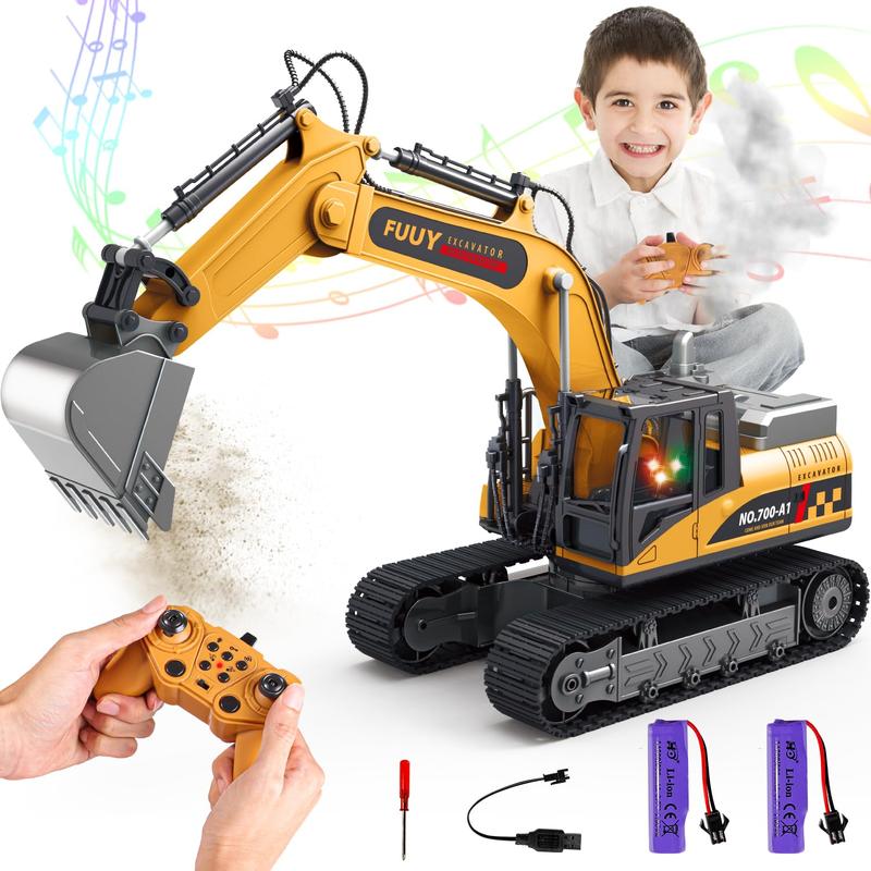 RC Construction Excavator Toy for Kids - 2.4GHz Remote Control, 680° Rotation, Realistic Lights & Sounds, Rechargeable Battery, Multi-Function Operation, Perfect for Indoor & Outdoor Play,Ideal Gift for Boys and Girls Ages 3+