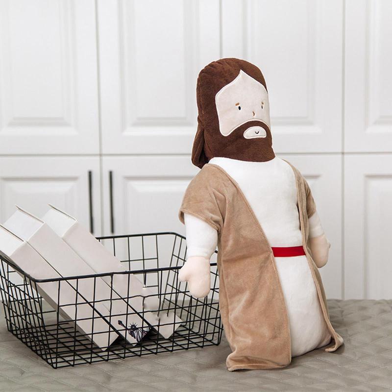 20inch Jesus Plush Toy Jesus Stuffed Dolls Cartoon Jesus Pillow Christ Religious Savior Toys Christian Figure Home Christmas Decoration Baptism Gift