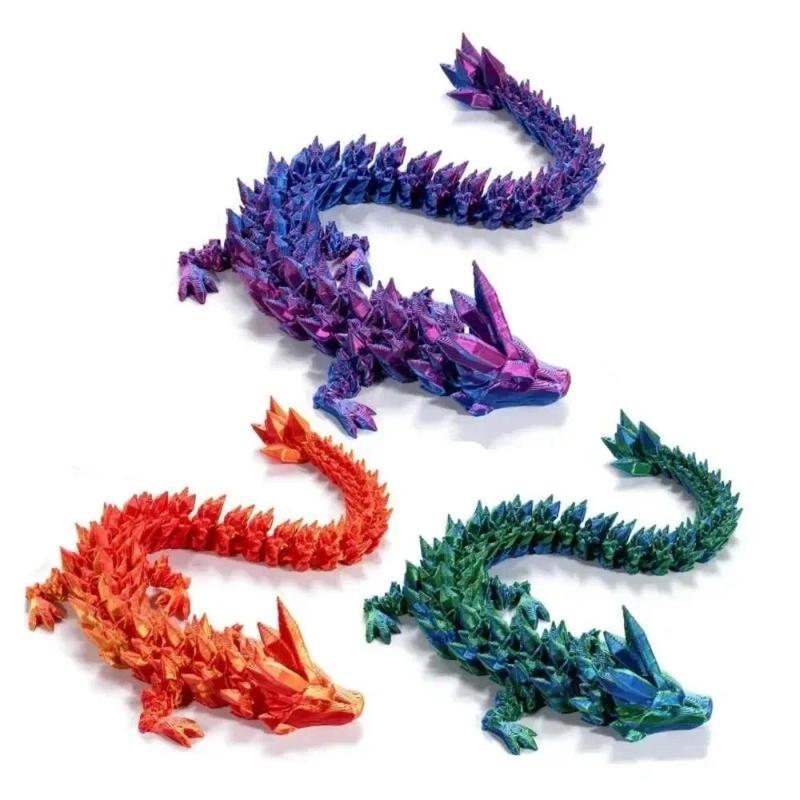 New Printed 3D Gem Dragon Crystal Fidget Toy Rotatable Articulated Dragon Ideal Gift for Kids with ADHD Perfect for Birthday