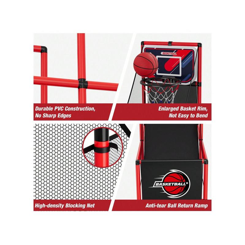 Basketball Arcade Game Indoor Outdoor, Kids Basketball Hoop With 4 Balls & Pump, Single Shot Basketball Game At Home, Carnival Games Sport Toys Gifts For Boys Girls Teens Ages 3-12 Years Old