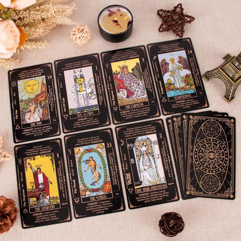 Tarot Cards for Beginners, Classic Tarot Cards with Meanings on Them, Durable Tarot Cards with Guide Book for Beginners