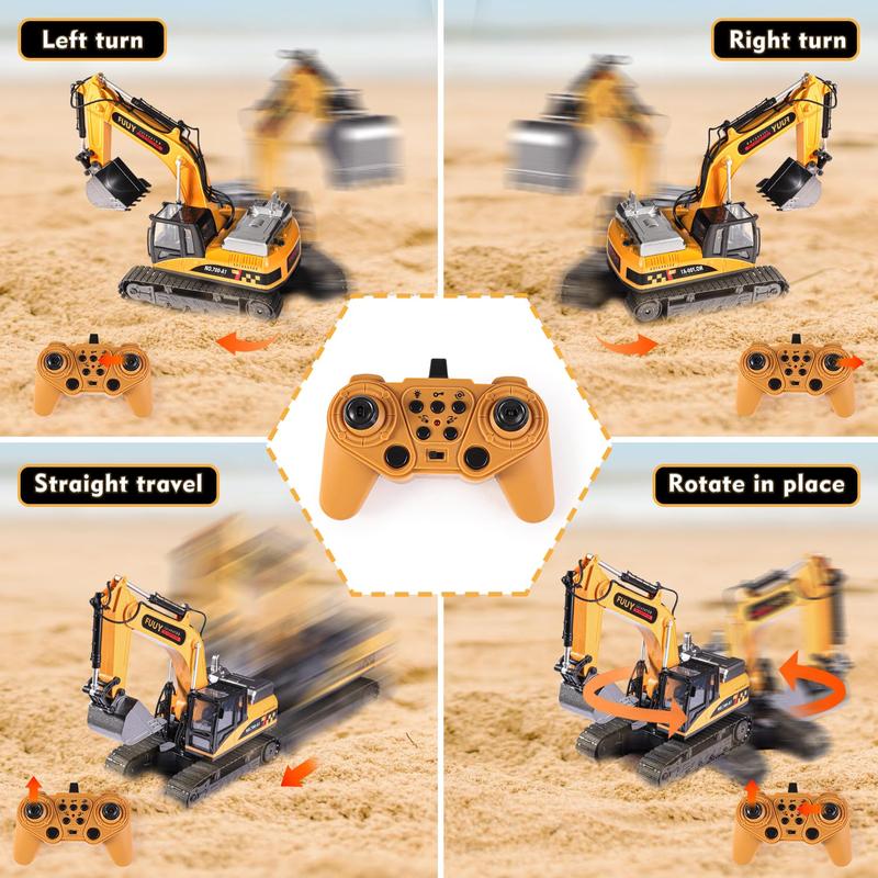 RC Construction Excavator Toy for Kids - 2.4GHz Remote Control, 680° Rotation, Realistic Lights & Sounds, Rechargeable Battery, Multi-Function Operation, Perfect for Indoor & Outdoor Play,Ideal Gift for Boys and Girls Ages 3+