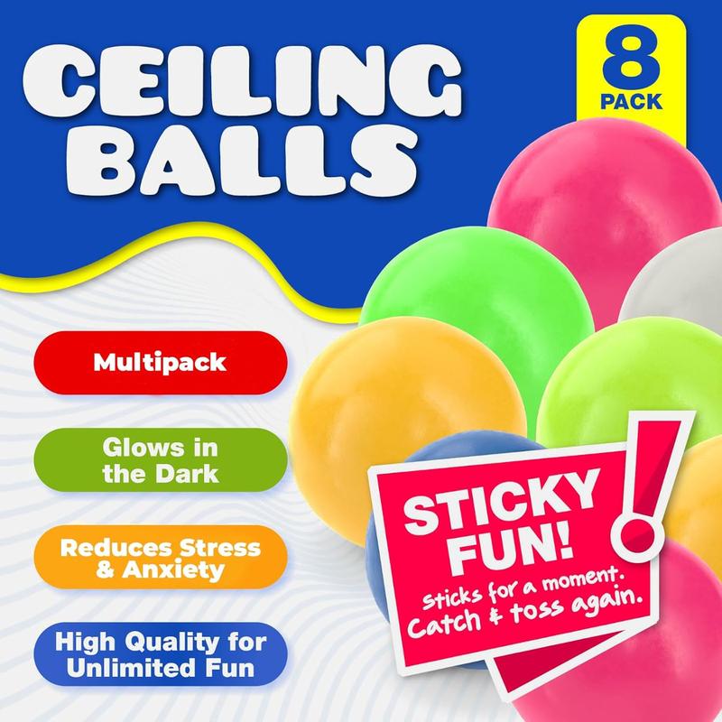 CHRISTMAS SALE 51%  Glorbs - Glorbs Balls, 8 Pack Glorbs Sticky Balls for Ceiling & Wall, Glow in The Dark Sticky Stress Balls (8 Pack)