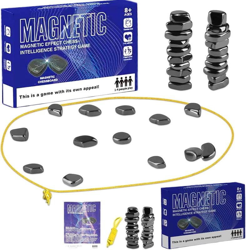 2024 New Fun Magnetic Chess Game with 20 Stones and String - Double-Player Table Top Board Game for Kids and Adults party game