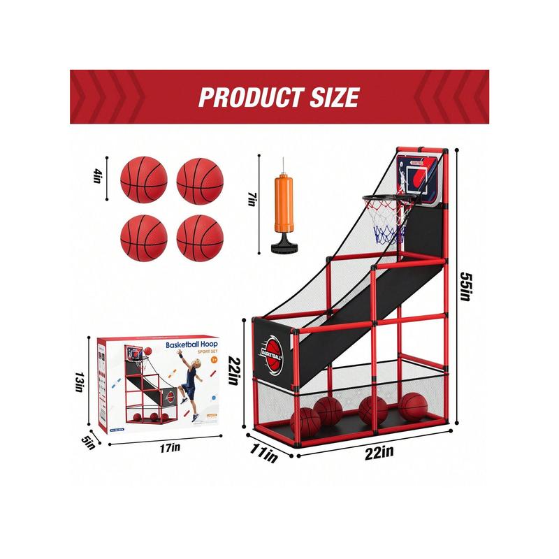 Basketball Arcade Game Indoor Outdoor, Kids Basketball Hoop With 4 Balls & Pump, Single Shot Basketball Game At Home, Carnival Games Sport Toys Gifts For Boys Girls Teens Ages 3-12 Years Old