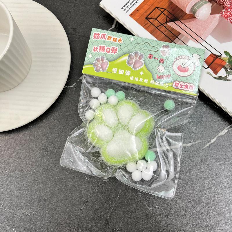 Cartoon Kawaii Plush Cat Paw PU Slow Rebound Toy Creative Fidgeting Pinching Fingertip Toy Kids Stress Relief Toy Cute Girl Gift