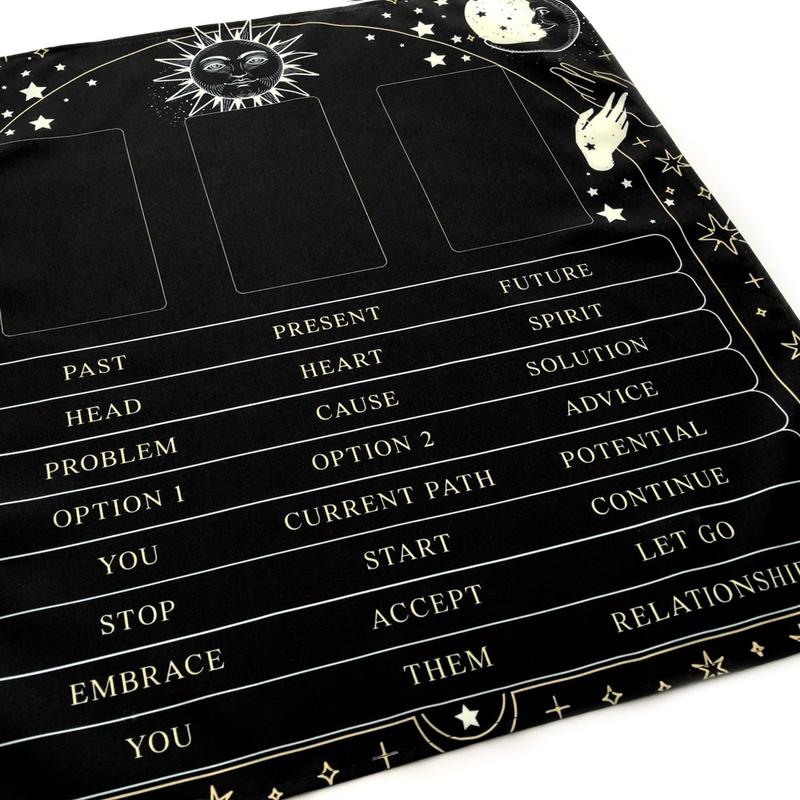 3-Card Spread Tarot Spread Cloth (Black)