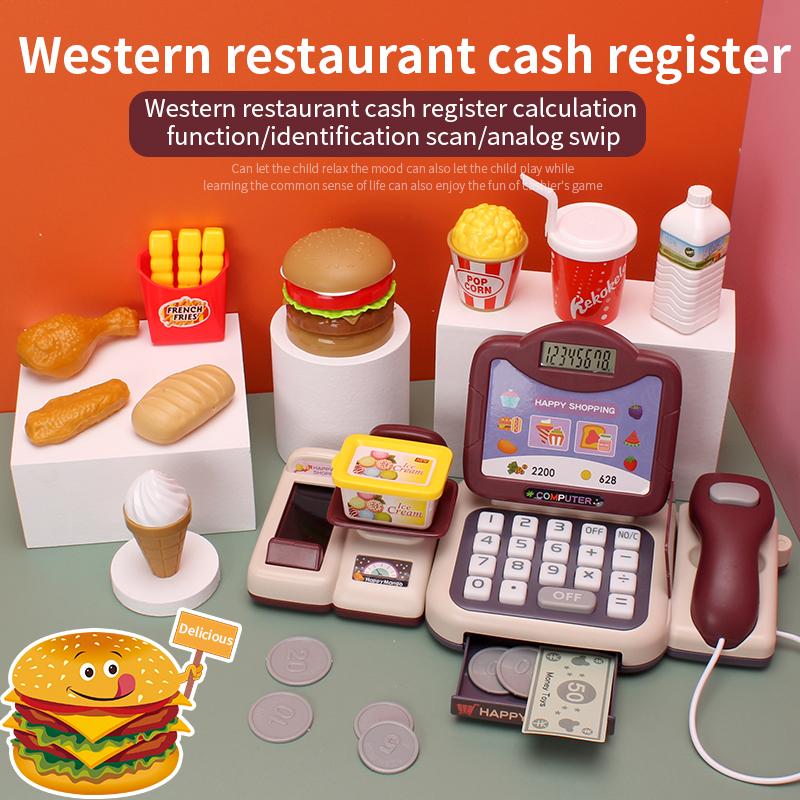 Hamburger Radio Simulation Toy Children's Simulation Supermarket Cash Register Suit Toy Educational Multi-Function Cash Register Play House